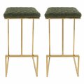 Payasadas Quincy Leather Bar Stools with Gold Metal Frame Olive Green - Set of 2 PA3034492